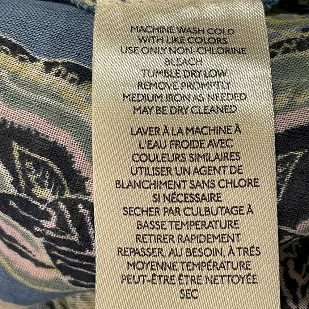 FREE PEOPLE "Kauai Getaway" Tunic Mini Dress Flutter Sleeve Blue/Green Floral L - Picture 12 of 13